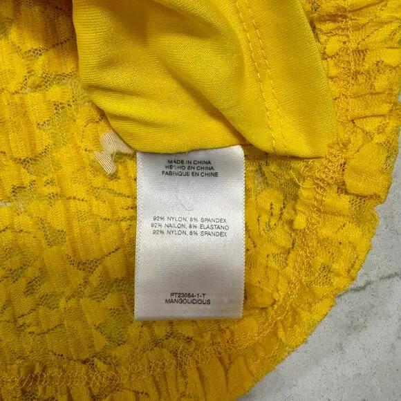 bebe Lace Sequin Tank Top Yellow Women's Large Y2K McBling Floral Clubwear 2000s - Picture 8 of 16